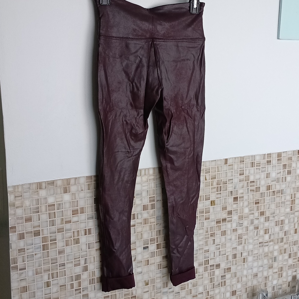 Spanx Leather Looking Burgundy Leggings - Picture 3 of 3